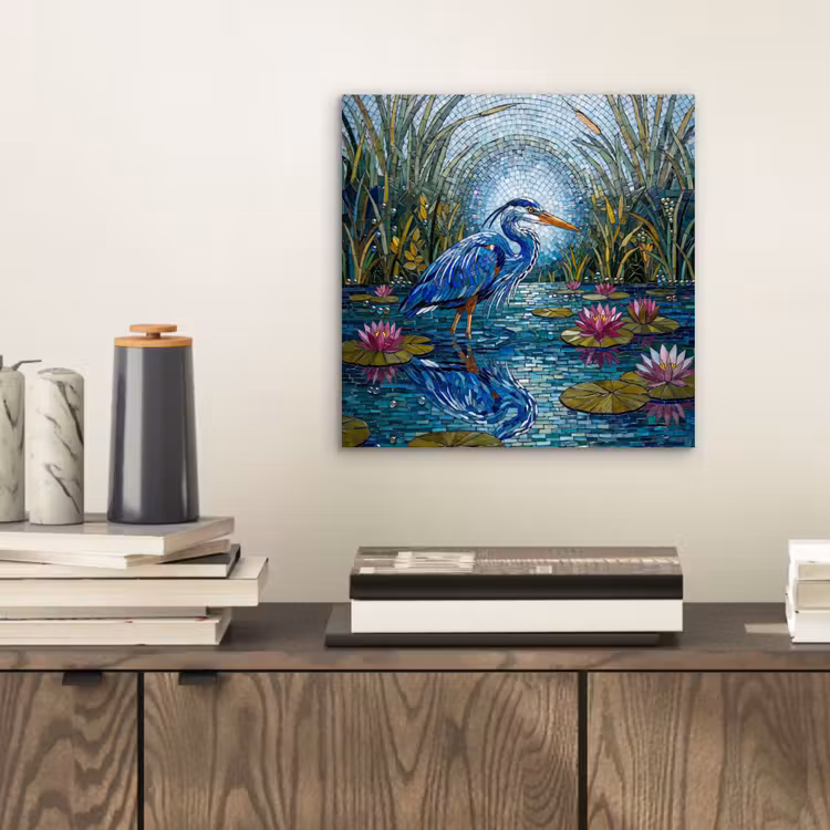 Vogel - Water - Natuur - Abstract - Blauw aluminium wit klein -sfeer1