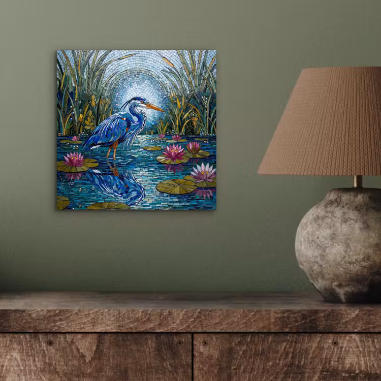 Vogel - Water - Natuur - Abstract - Blauw aluminium wit klein -sfeer2