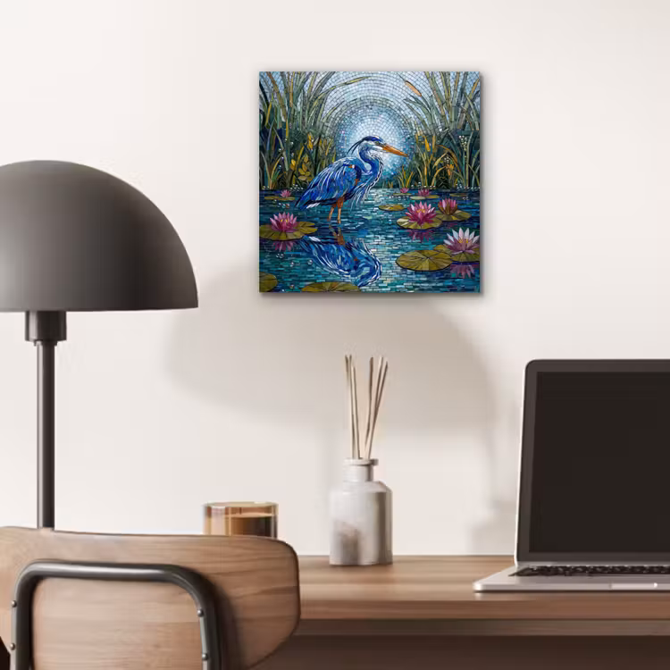 Vogel - Water - Natuur - Abstract - Blauw aluminium wit klein -sfeer5