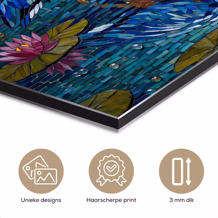 Vogel - Water - Natuur - Abstract - Blauw aluminium wit klein -closeup_NL