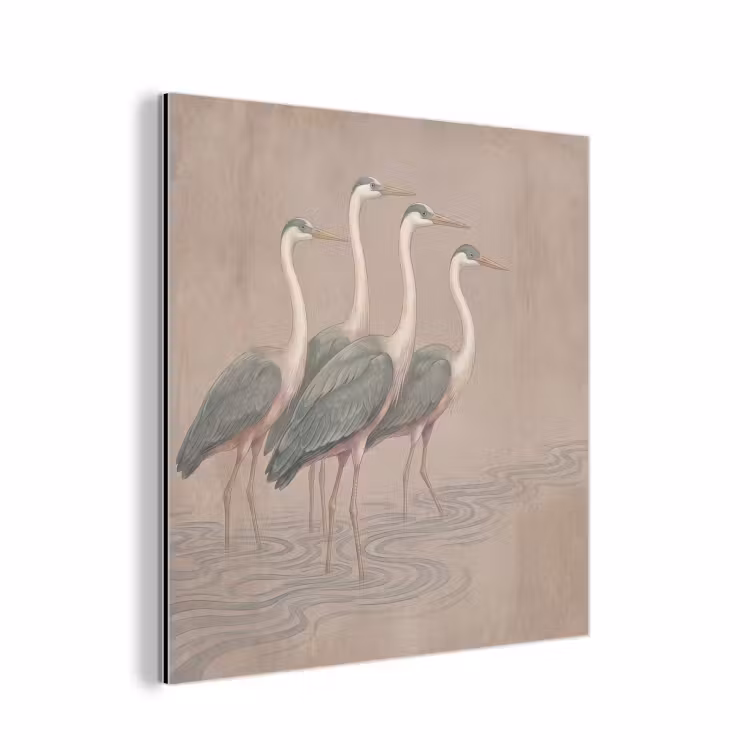 Vogel - Water - Natuur - Vintage aluminium wit klein -3d