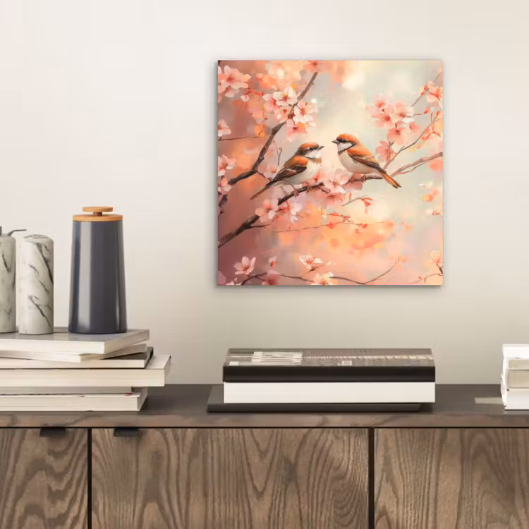 Vogels - Romantic - Bloesemtak aluminium wit klein -sfeer1