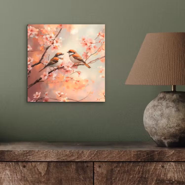 Vogels - Romantic - Bloesemtak aluminium wit klein -sfeer2