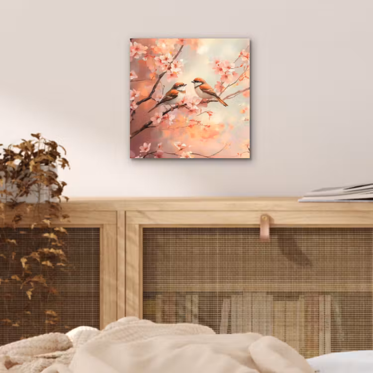 Vogels - Romantic - Bloesemtak aluminium wit klein -sfeer3