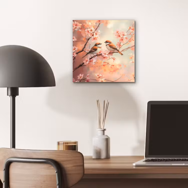Vogels - Romantic - Bloesemtak aluminium wit klein -sfeer5