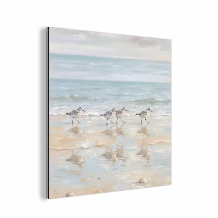 Vogels - Strand - Zee aluminium wit klein -3d