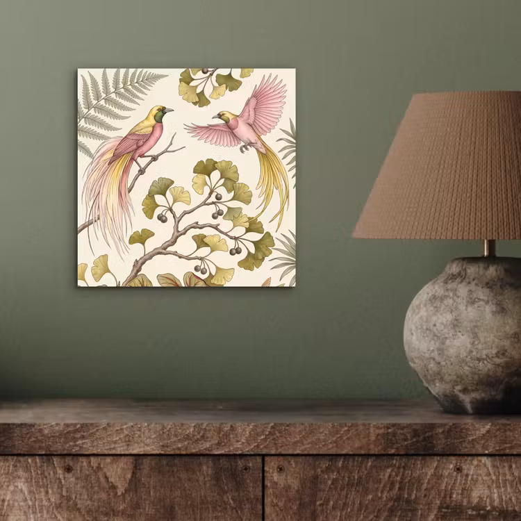 Vogels - Tropisch - Botanisch - Roze aluminium wit klein -sfeer2