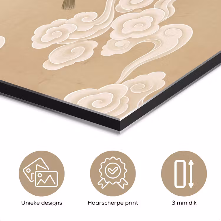 Vogels - Vliegen - Beige aluminium wit klein -closeup_NL