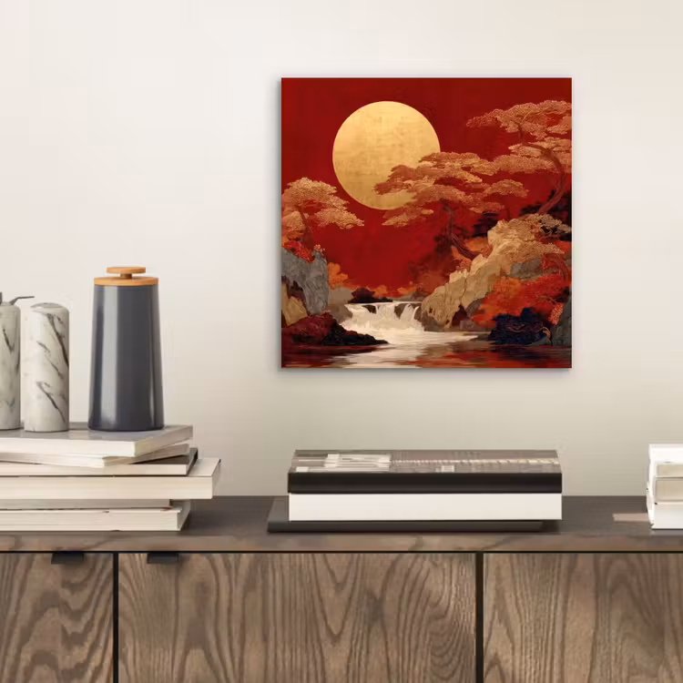 Volle maan - Landschap - Waterval aluminium wit klein -sfeer1