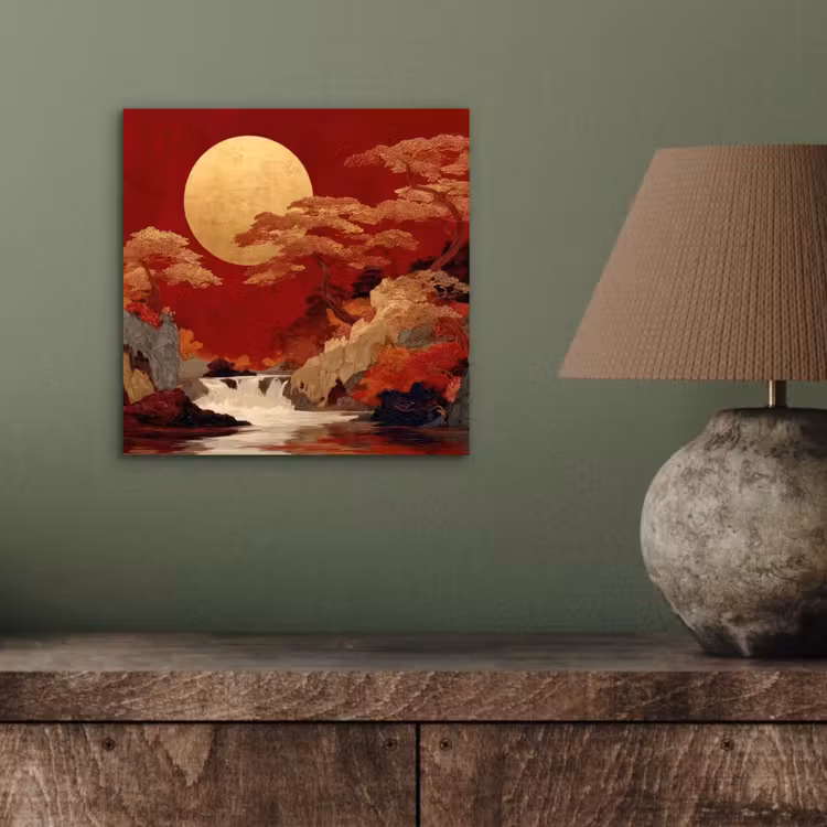 Volle maan - Landschap - Waterval aluminium wit klein -sfeer2