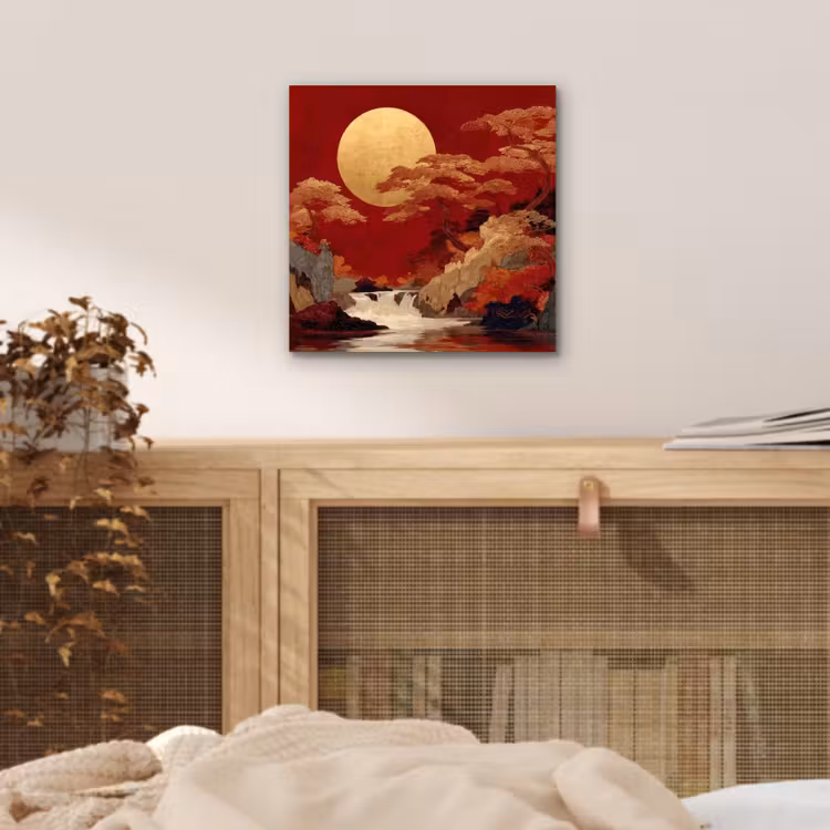 Volle maan - Landschap - Waterval aluminium wit klein -sfeer3