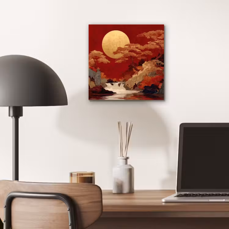 Volle maan - Landschap - Waterval aluminium wit klein -sfeer5