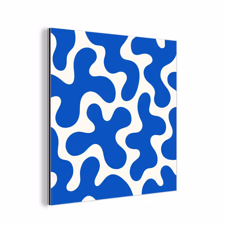 Vormen - Abstract - Blauw - Golven aluminium wit klein -3d