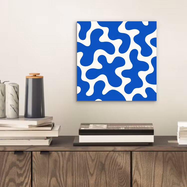 Vormen - Abstract - Blauw - Golven aluminium wit klein -sfeer1