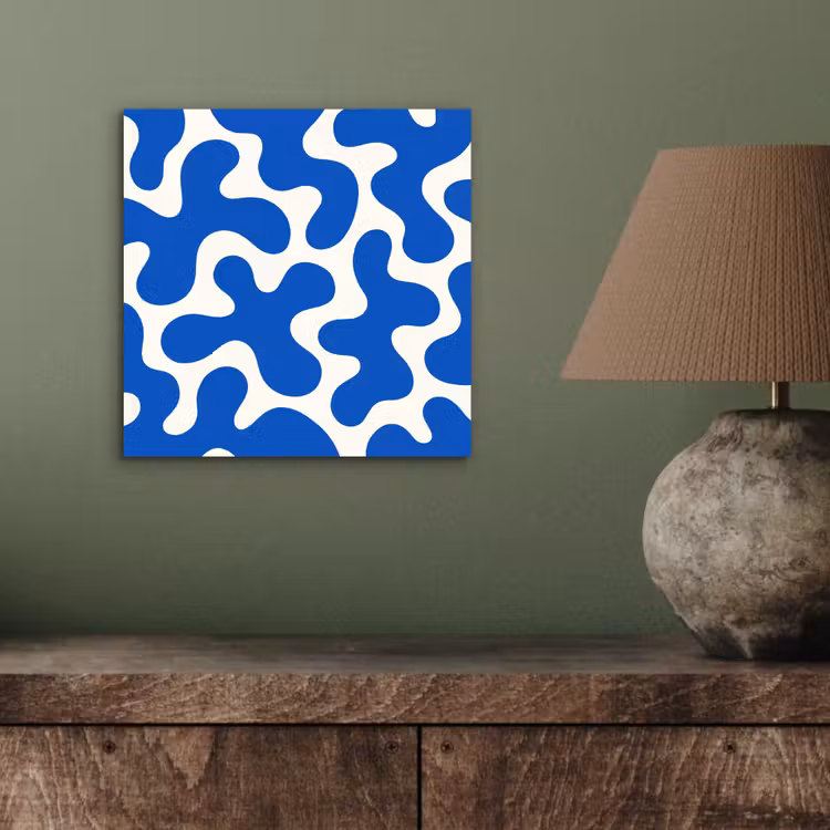 Vormen - Abstract - Blauw - Golven aluminium wit klein -sfeer2
