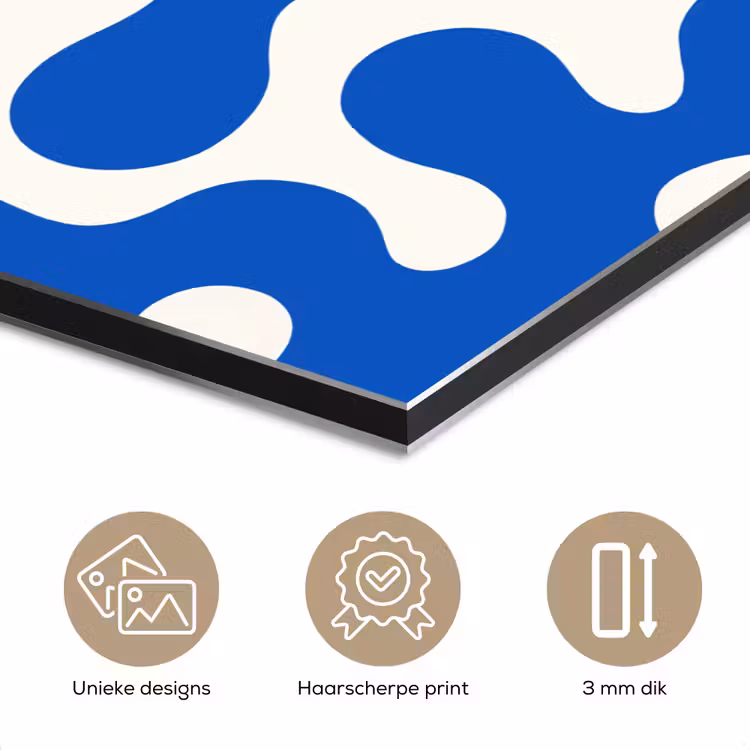 Vormen - Abstract - Blauw - Golven aluminium wit klein -closeup_NL