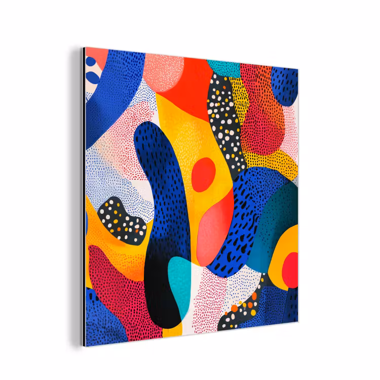 Vormen - Abstract - Stippels - Blauw aluminium wit klein -3d