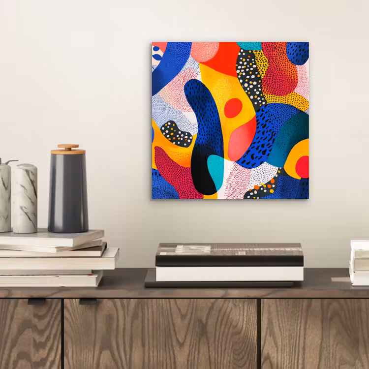 Vormen - Abstract - Stippels - Blauw aluminium wit klein -sfeer1