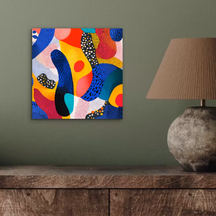 Vormen - Abstract - Stippels - Blauw aluminium wit klein -sfeer2