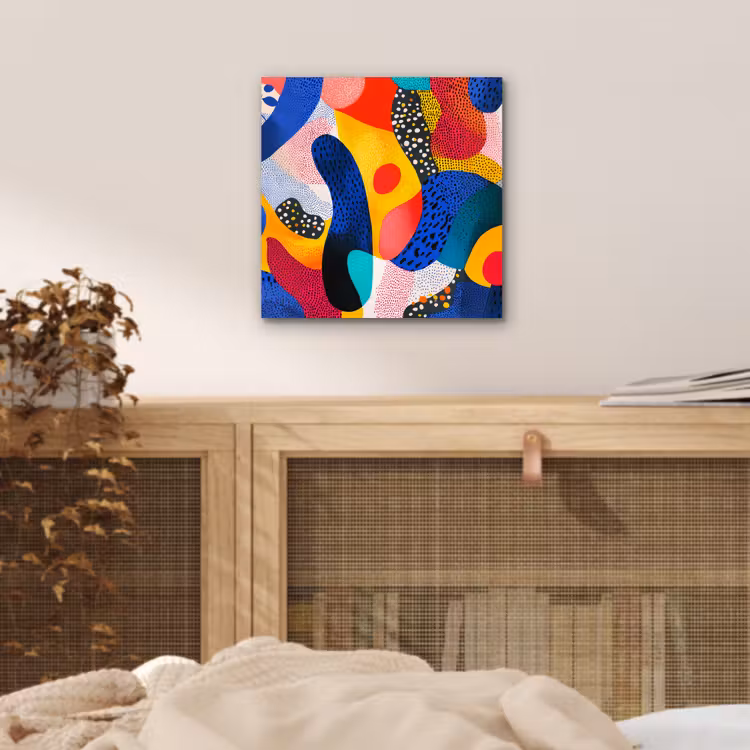 Vormen - Abstract - Stippels - Blauw aluminium wit klein -sfeer3
