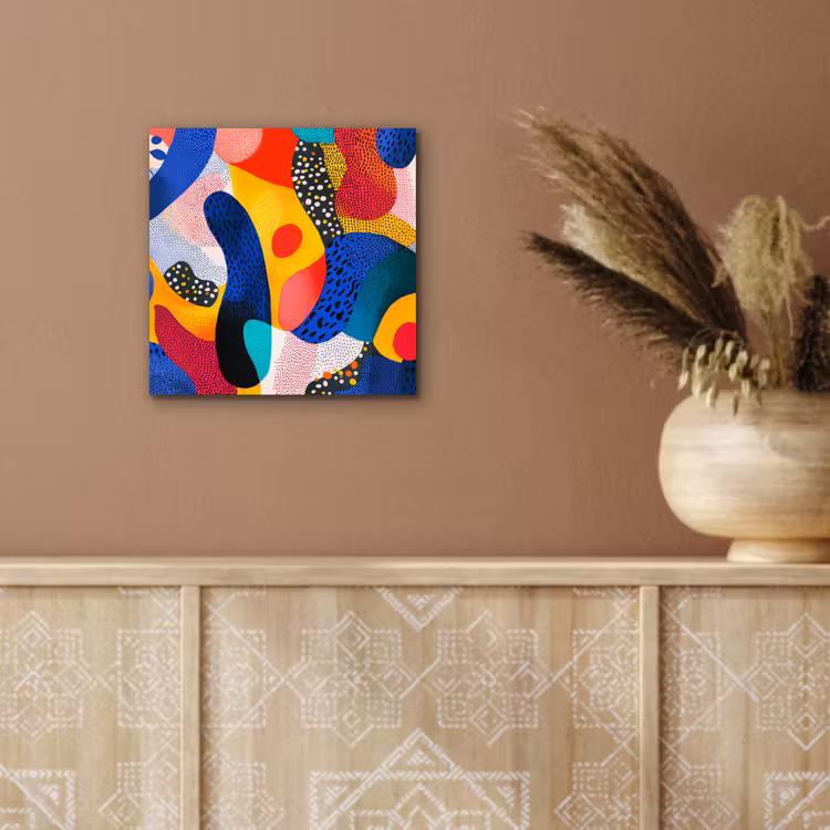 Vormen - Abstract - Stippels - Blauw aluminium wit klein -sfeer4