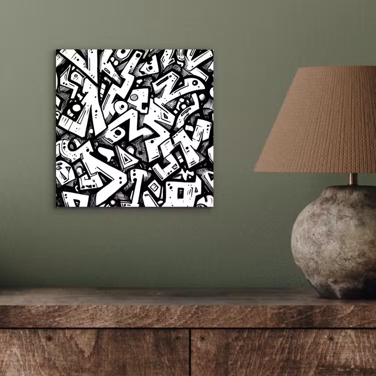 Vormen - Letters - Graffiti - Zwart aluminium wit klein -sfeer2