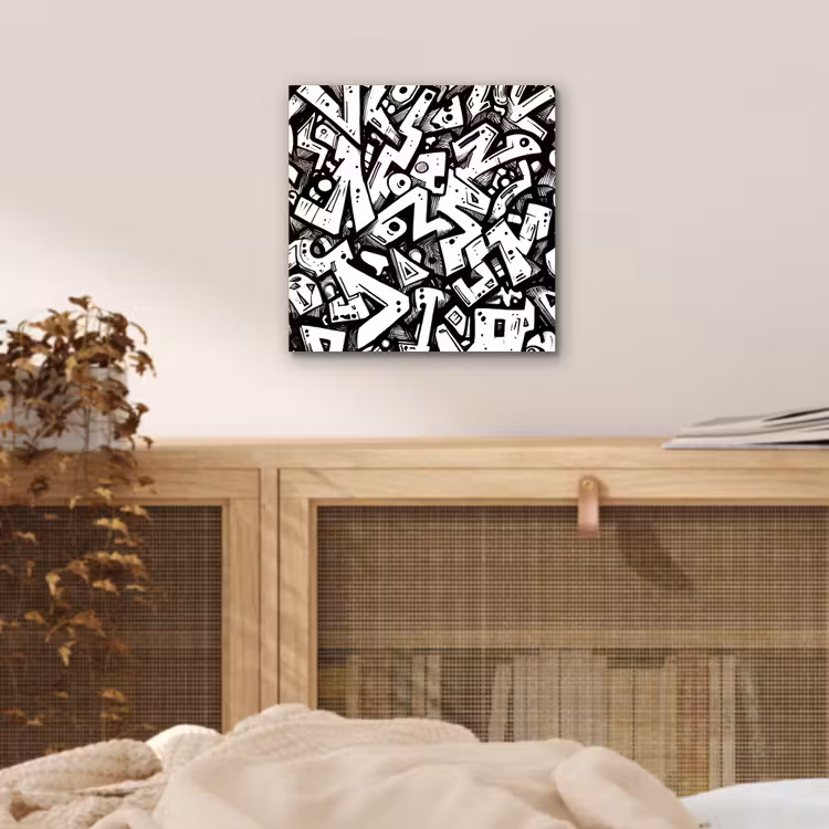 Vormen - Letters - Graffiti - Zwart aluminium wit klein -sfeer3