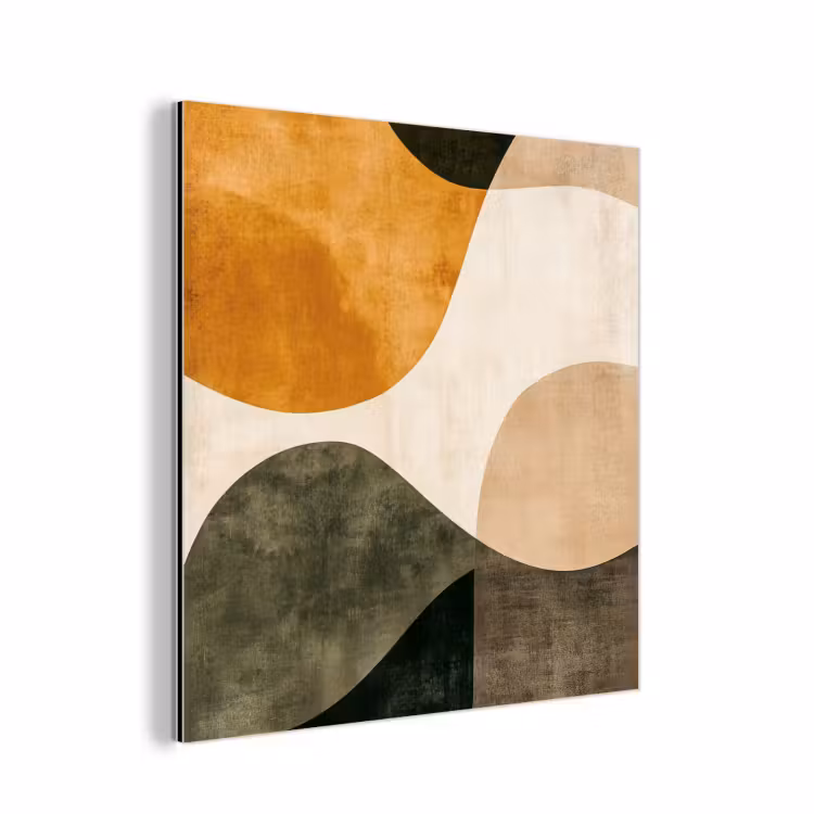 Vormen - Okergeel - Abstract aluminium wit klein -3d