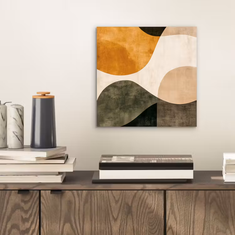 Vormen - Okergeel - Abstract aluminium wit klein -sfeer1