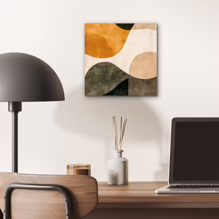 Vormen - Okergeel - Abstract aluminium wit klein -sfeer5