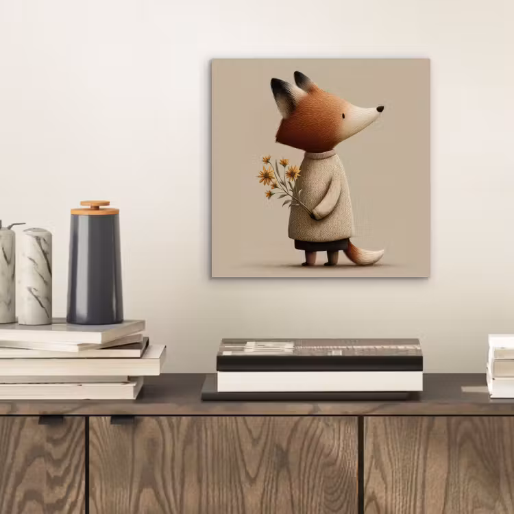 Vos - Gele bloemen - Minimalistisch aluminium wit klein -sfeer1