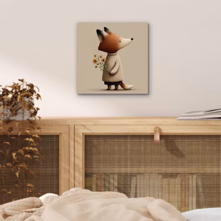 Vos - Gele bloemen - Minimalistisch aluminium wit klein -sfeer3