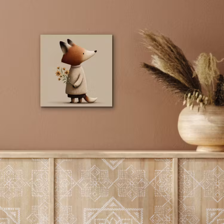 Vos - Gele bloemen - Minimalistisch aluminium wit klein -sfeer4