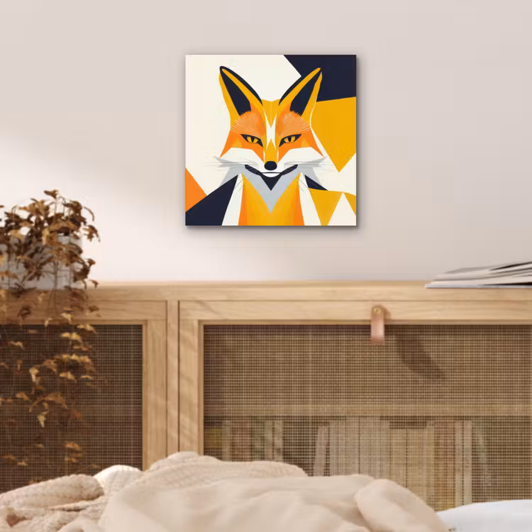 Vos - Oranje - Abstract - Driehoeken aluminium wit klein -sfeer3