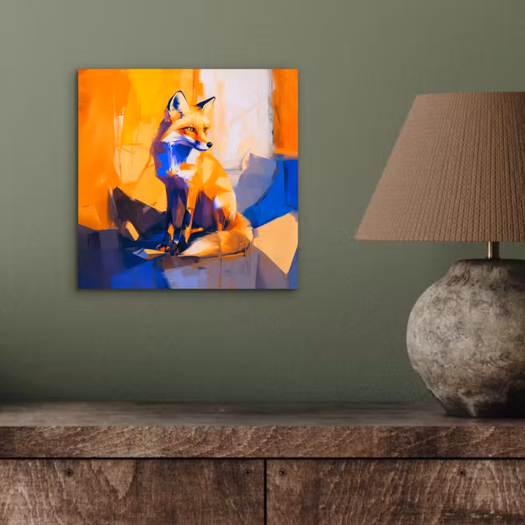Vos - Oranje - Vormen - Abstract aluminium wit klein -sfeer2