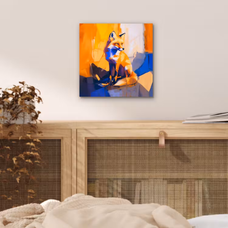 Vos - Oranje - Vormen - Abstract aluminium wit klein -sfeer3