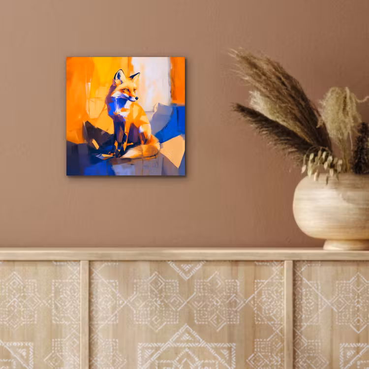 Vos - Oranje - Vormen - Abstract aluminium wit klein -sfeer4