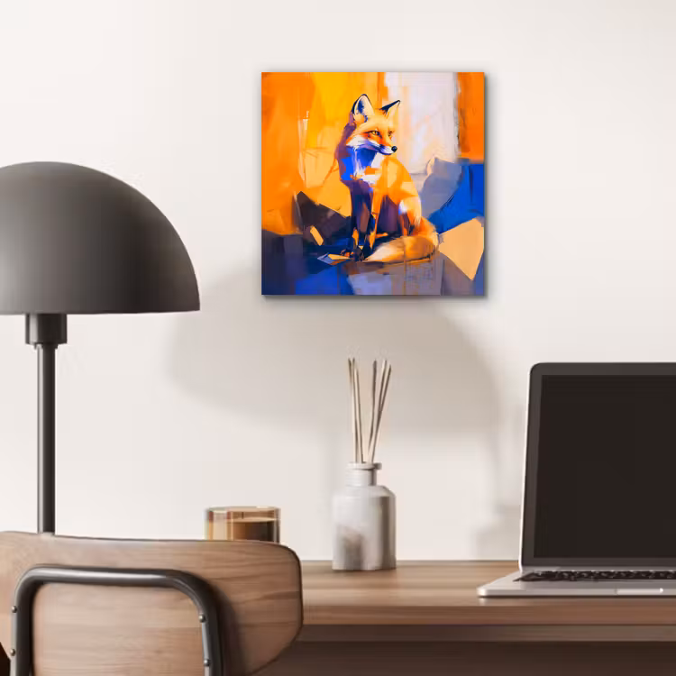 Vos - Oranje - Vormen - Abstract aluminium wit klein -sfeer5
