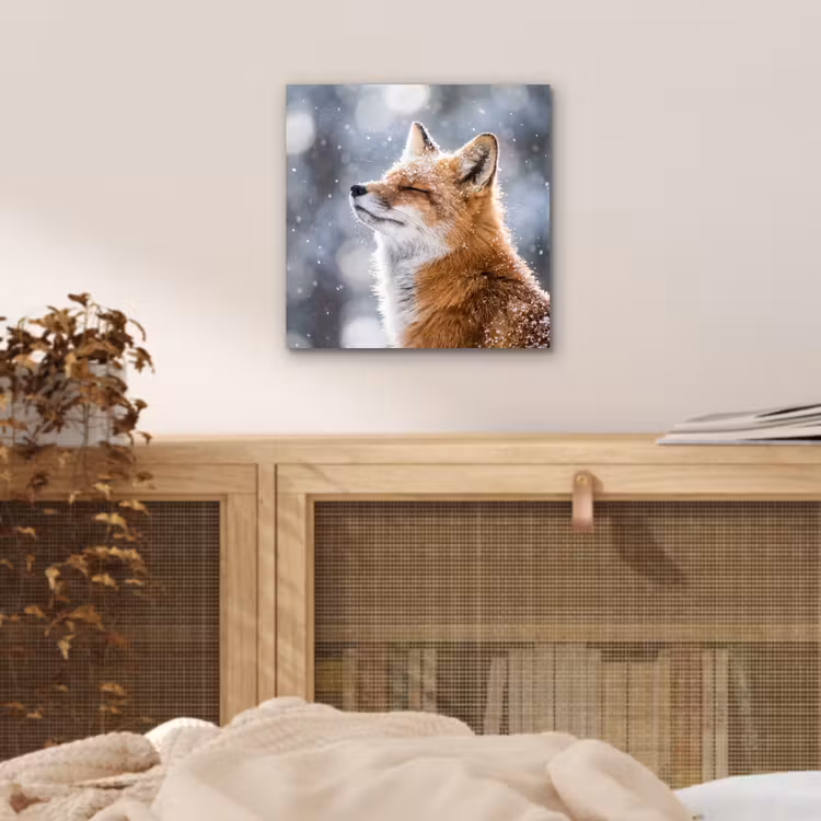 Vos - Sneeuwval - Portret - Winter - Sfeervol aluminium wit klein -sfeer3