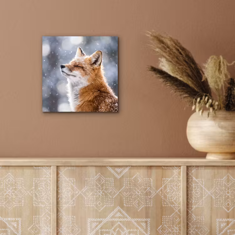 Vos - Sneeuwval - Portret - Winter - Sfeervol aluminium wit klein -sfeer4