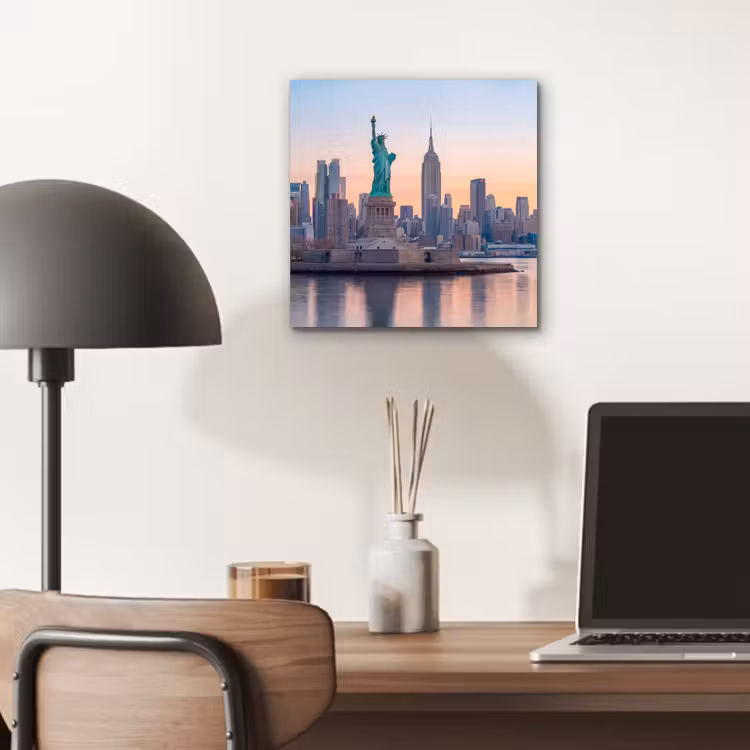 Vrijheidsbeeld - New York - Zonsopgang - Stad - Architectuur aluminium wit klein -sfeer5