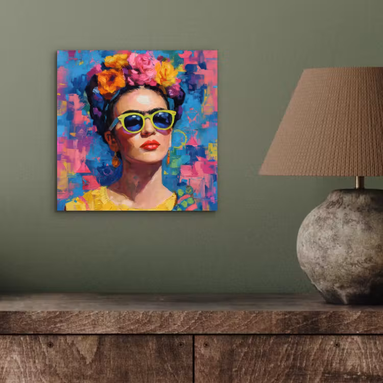 Vrolijk portret - Vrouw - Bloemenkroon aluminium wit klein -sfeer2