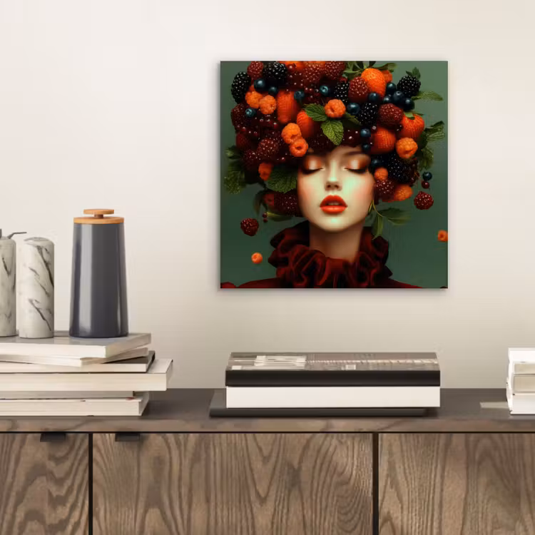 Vrouw - Aardbeien - Frambozen - Bramen - Bessen aluminium wit klein -sfeer1