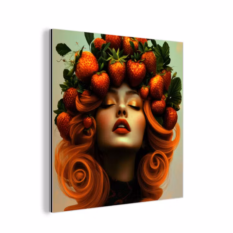 Vrouw - Aardbeien - Kroon aluminium wit klein -3d
