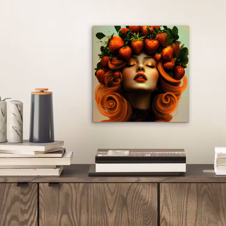 Vrouw - Aardbeien - Kroon aluminium wit klein -sfeer1