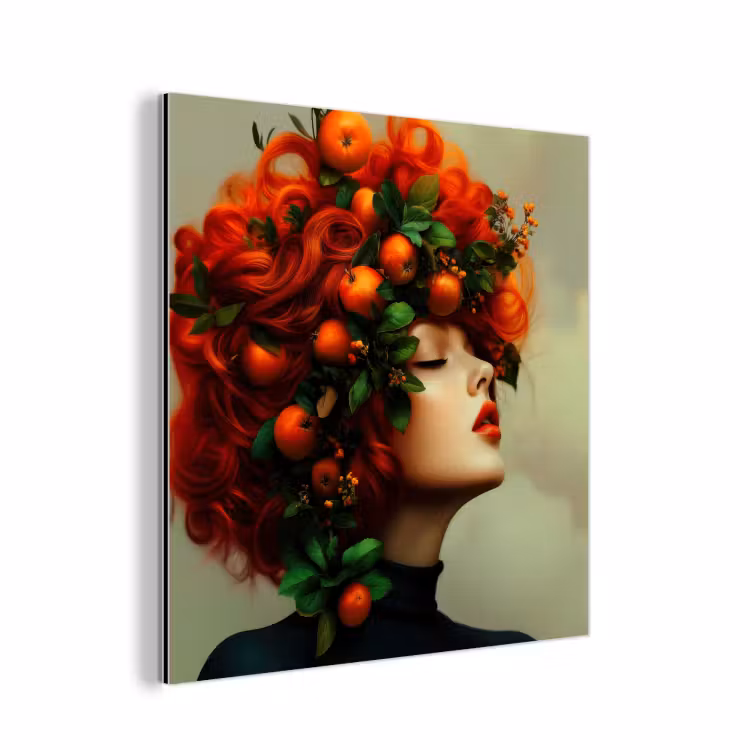 Vrouw - Appels - Rood - Bladeren aluminium wit klein -3d
