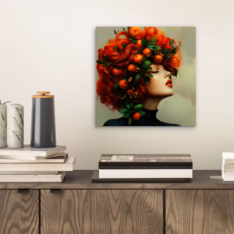 Vrouw - Appels - Rood - Bladeren aluminium wit klein -sfeer1