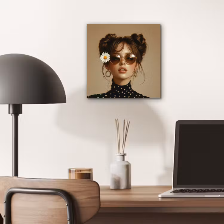 Vrouw - Beige - Bloem - Modern - Portret aluminium wit klein -sfeer5