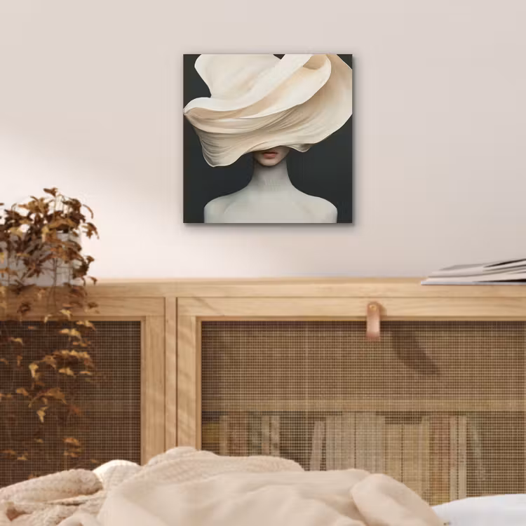 Vrouw - Beige - hoed aluminium wit klein -sfeer3