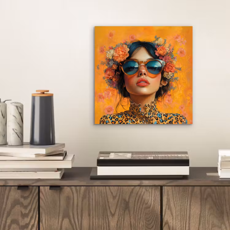 Vrouw - Bloemen - Aesthetic - Oranje aluminium wit klein -sfeer1
